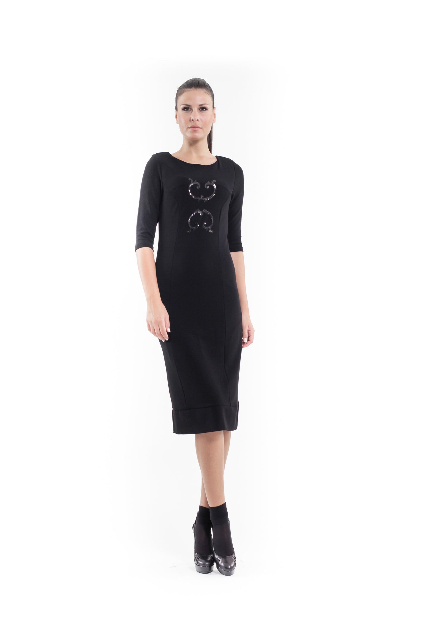 Sequin Detail Stretch Dress Black - smalldogsRus