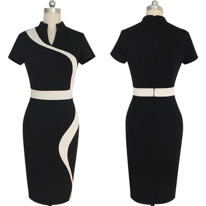 Contrast Black Work Dress - smalldogsRus